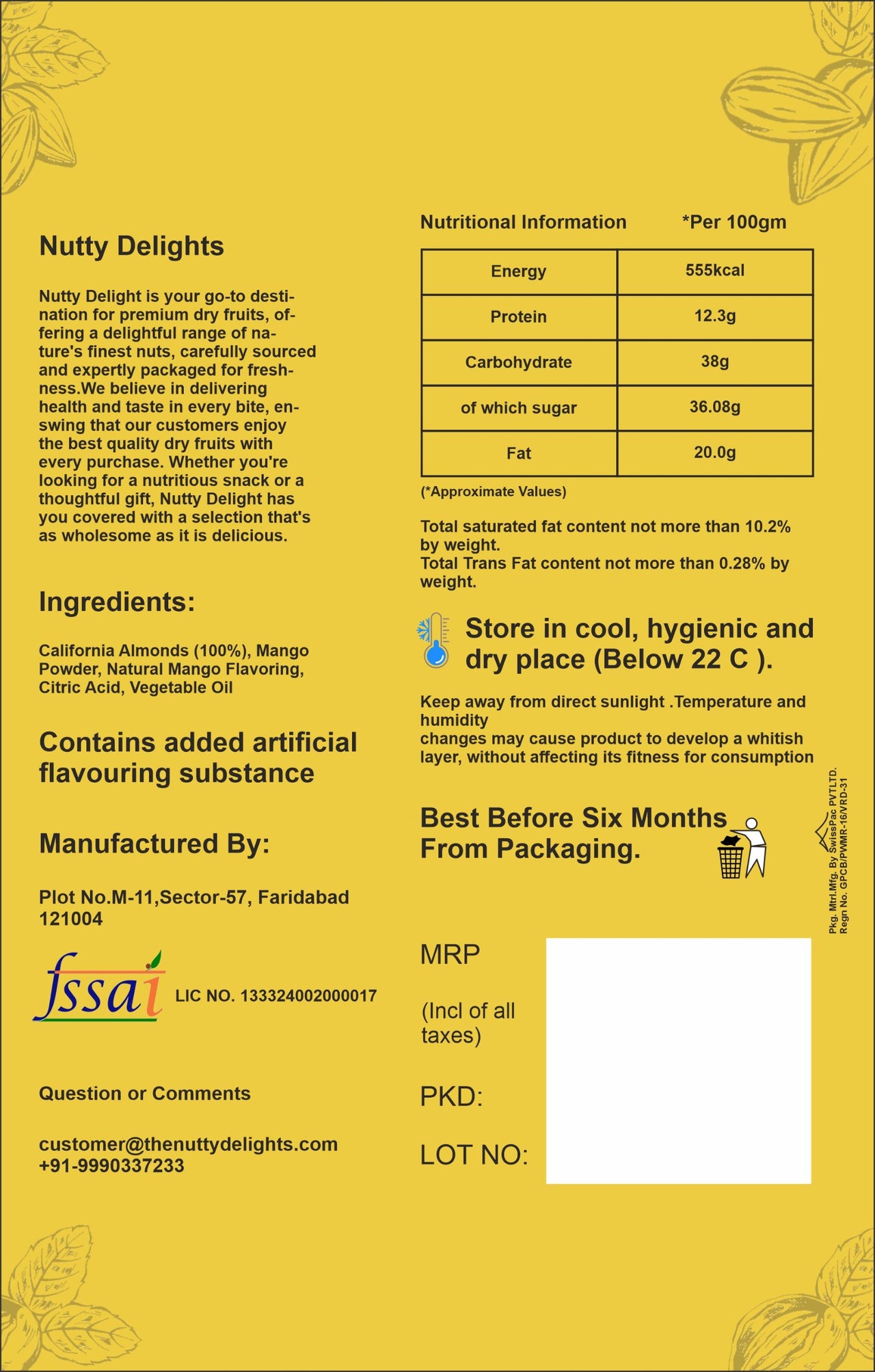 Mango Almonds – Natural Sweetness -200gm