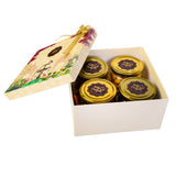 Nutty Delights Four Different Flavours Dry Fruits Jar Gift Pack | Designer Box with Golden Bow | Healthy Gourmet Gift for All Occasions & Celebrations