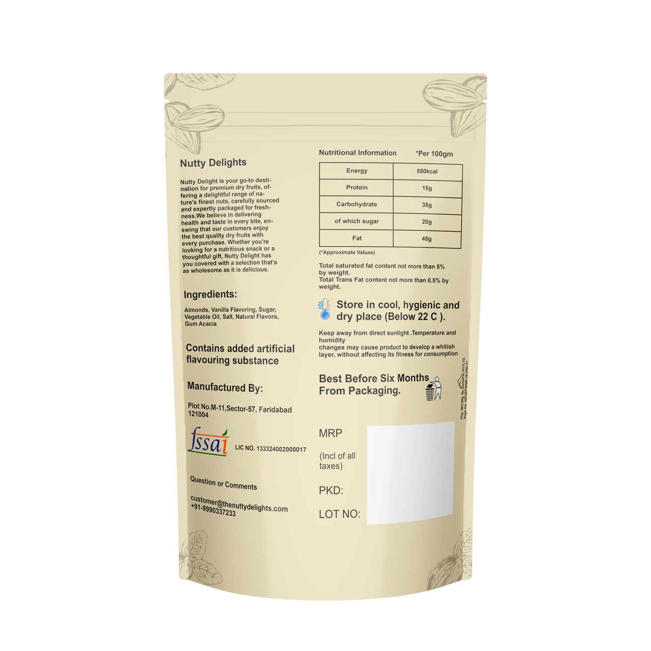 Whole Almonds in Creamy Vanilla 100% Natural Sugar